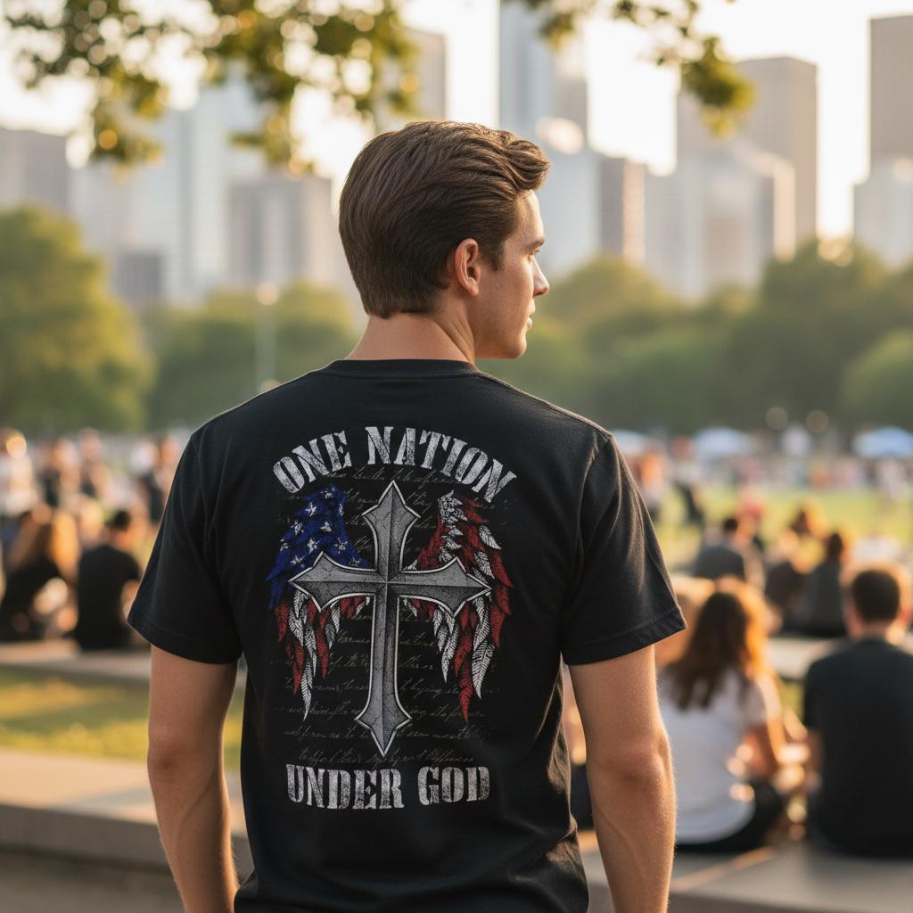 One Nation Under God distressed graphic men's T-shirt - view 6 - Reborn XII