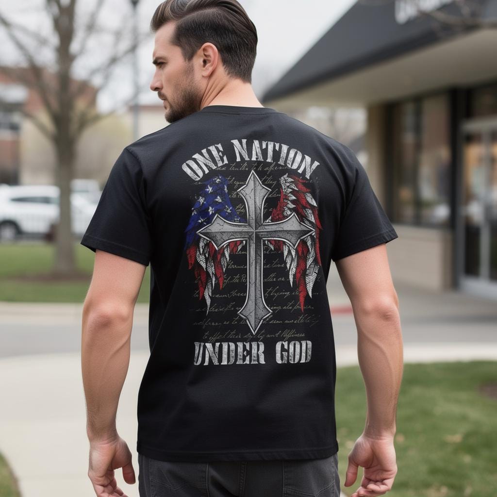 One Nation Under God distressed graphic men's T-shirt - view 8 - Reborn XII