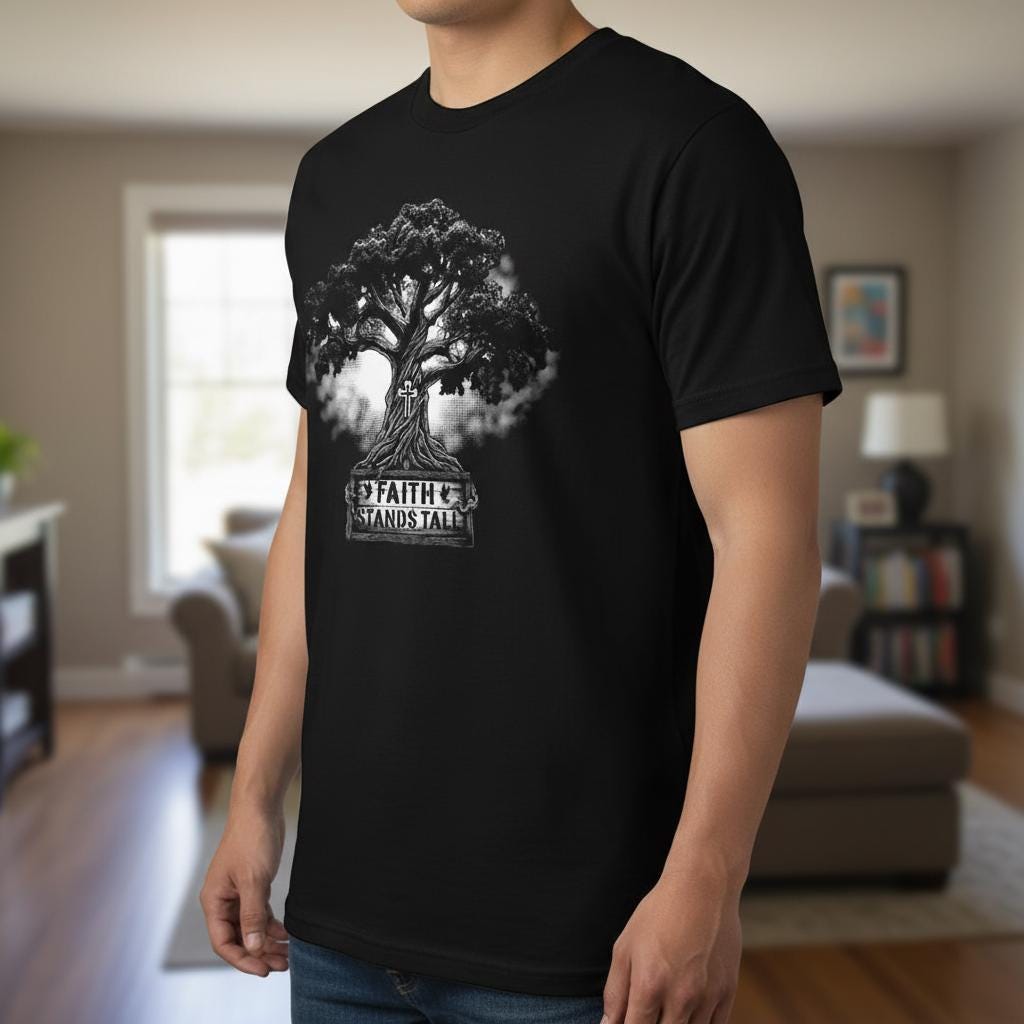 Faith Stands Tall distressed graphic men's T-shirt - view 4 - Reborn XII