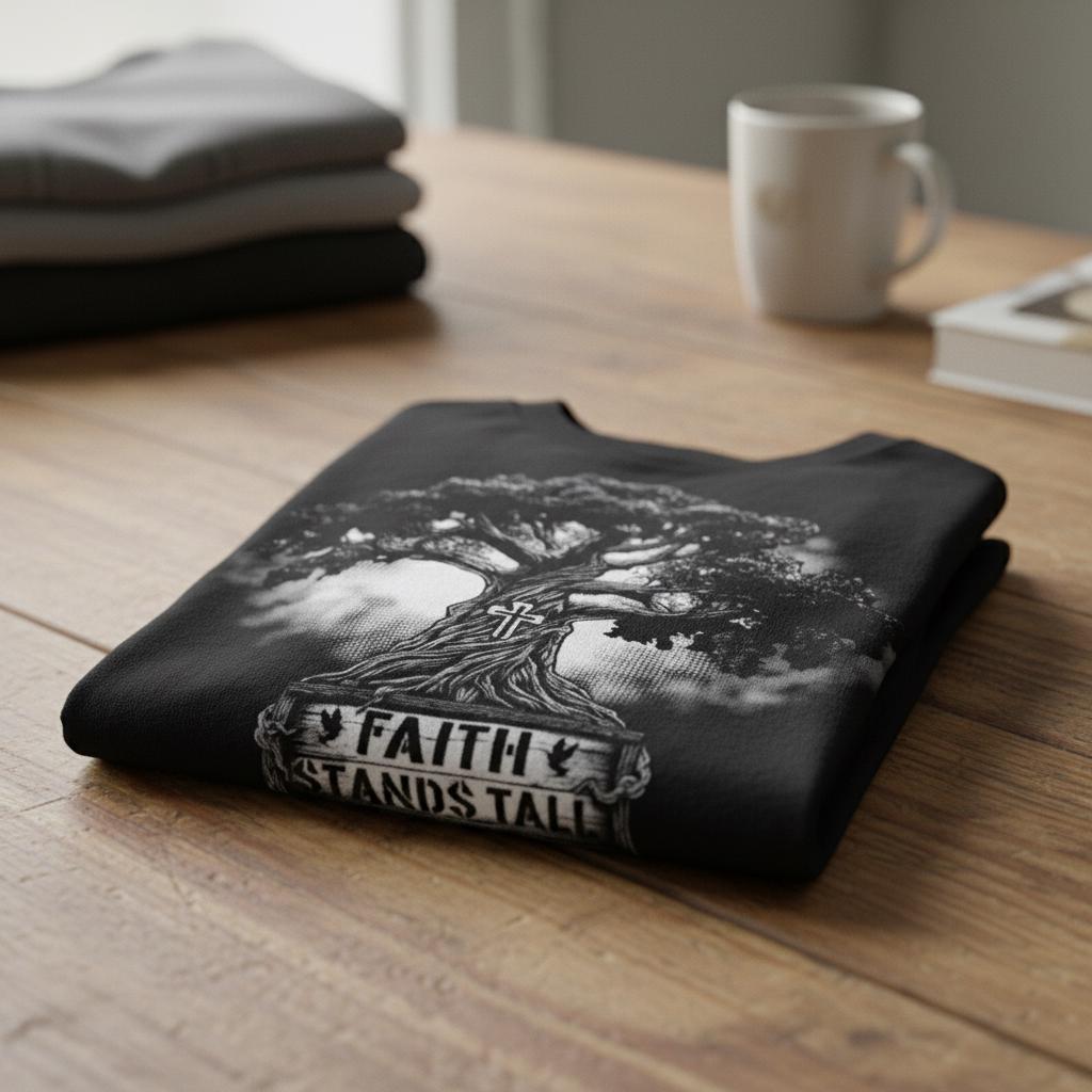 Faith Stands Tall distressed graphic men's T-shirt - view 3 - Reborn XII