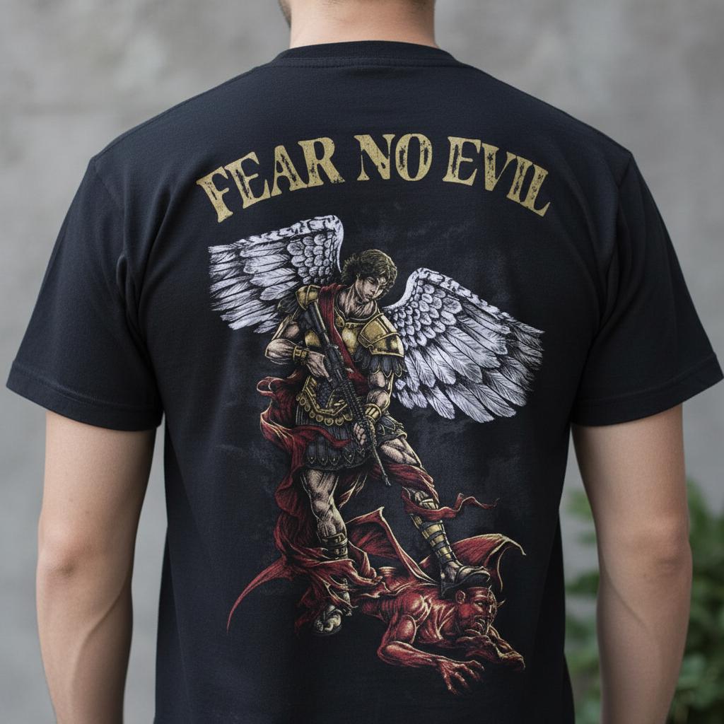 Fear No Evil distressed graphic men's T-shirt - view 8 - Reborn XII