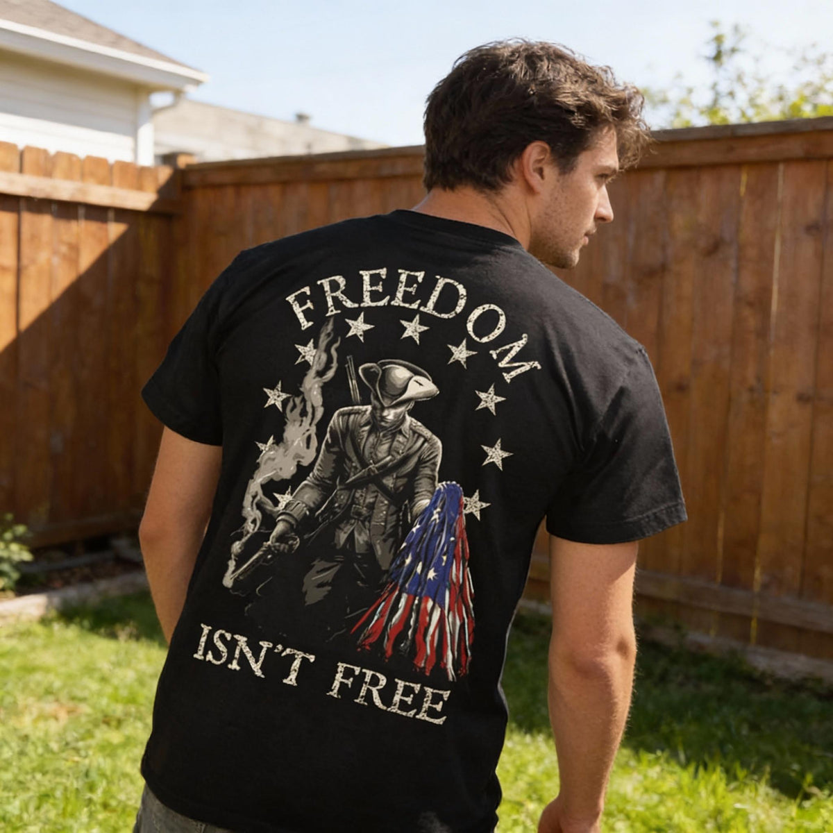 Freedom Isn't Free distressed graphic men's T-shirt - view 4 - Reborn XII