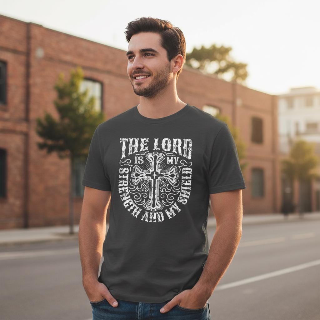 The Lord Is My Shield distressed graphic men's T-shirt - view 5 - Reborn XII