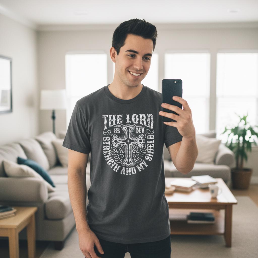 The Lord Is My Shield distressed graphic men's T-shirt - view 3 - Reborn XII