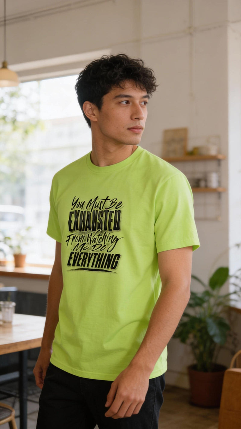 Exhausted From Watching distressed graphic hi-vis T-shirt - view 3 - Reborn XII
