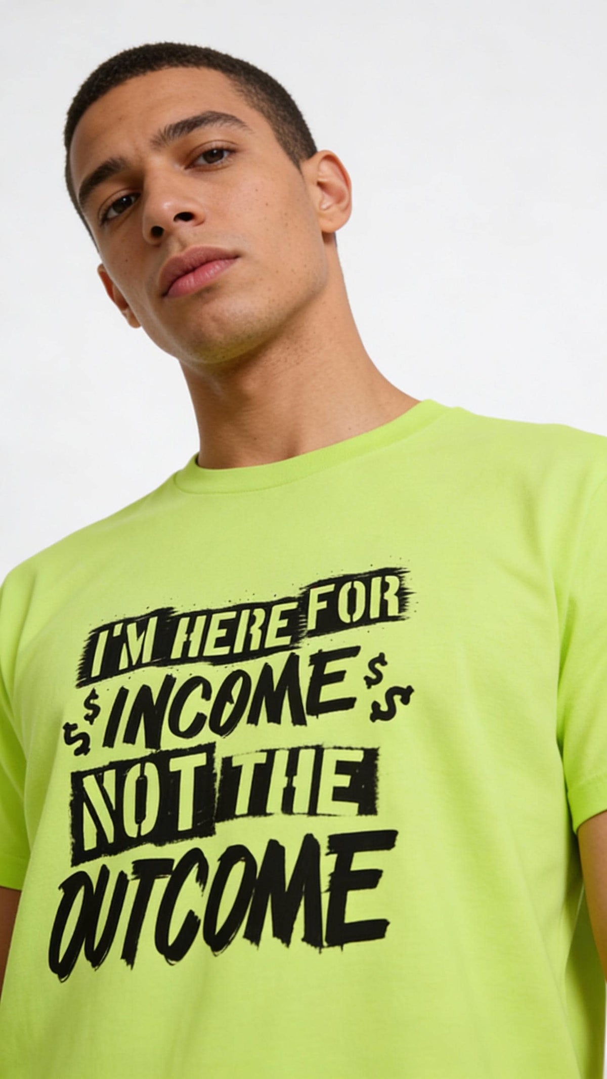 Income Vs Outcome distressed graphic hi-vis safety T-shirt - view 2 - Reborn XII