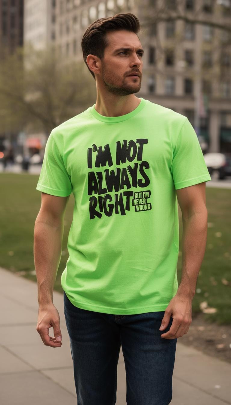 I'm Never Wrong distressed graphic hi-vis safety T-shirt - view 2 - Reborn XII