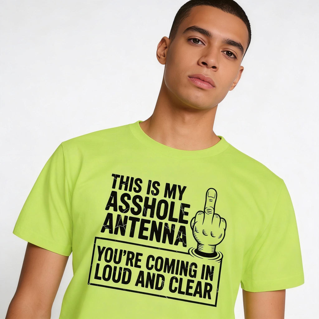 This Is My Antenna distressed graphic hi-vis safety T-shirt - view 3 - Reborn XII