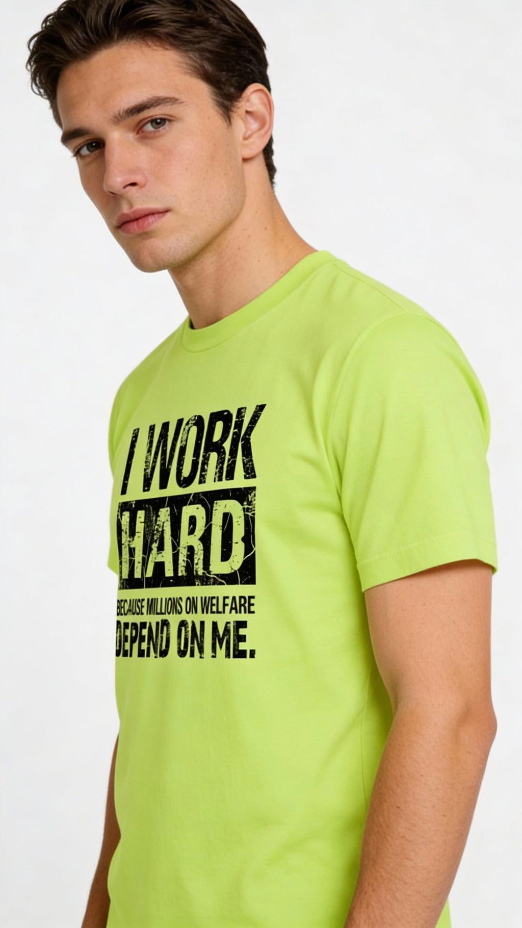 I Work Hard distressed graphic hi-vis safety T-shirt - view 3 - Reborn XII