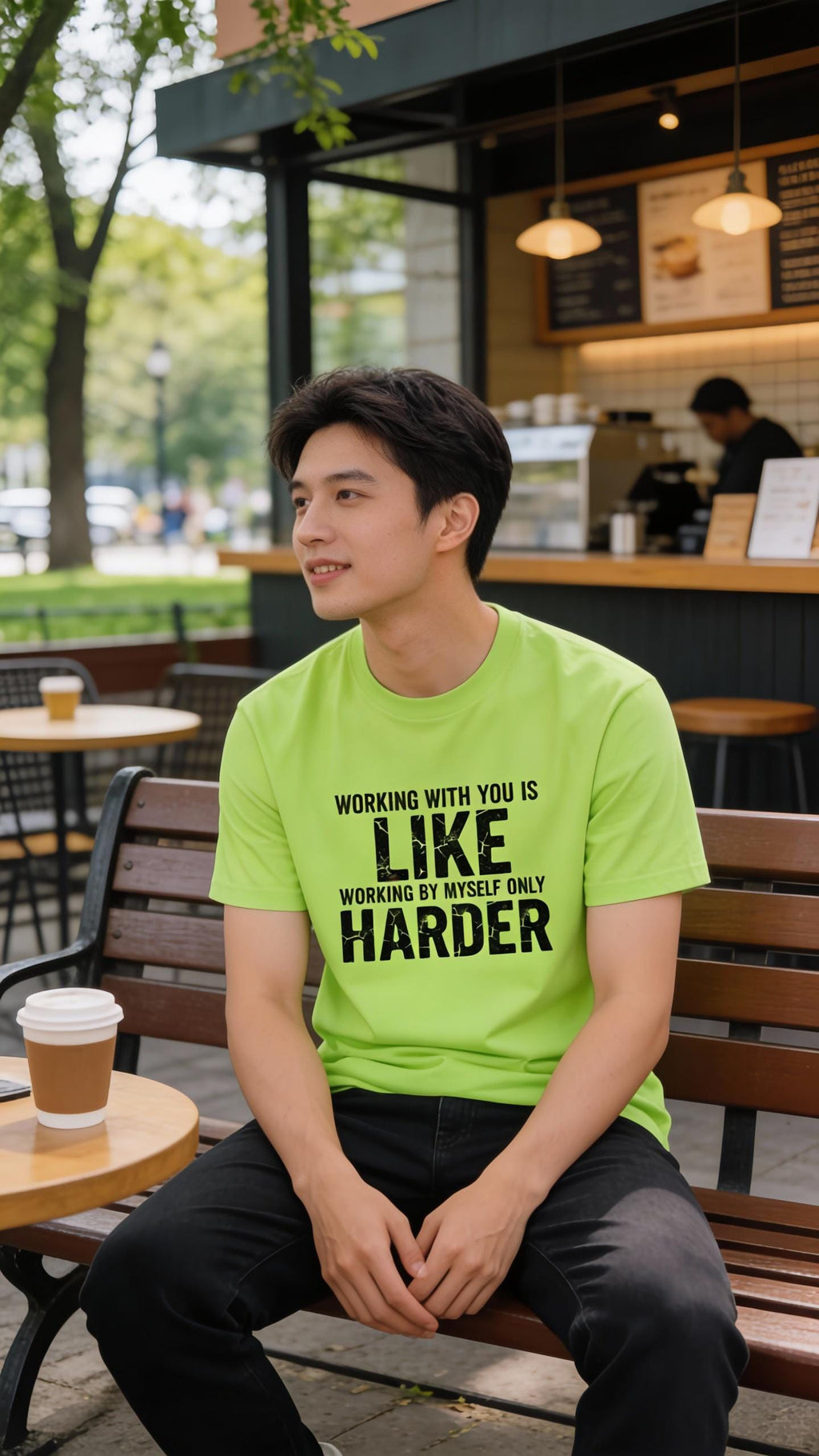 Working With You distressed graphic hi-vis safety T-shirt - view 3 - Reborn XII
