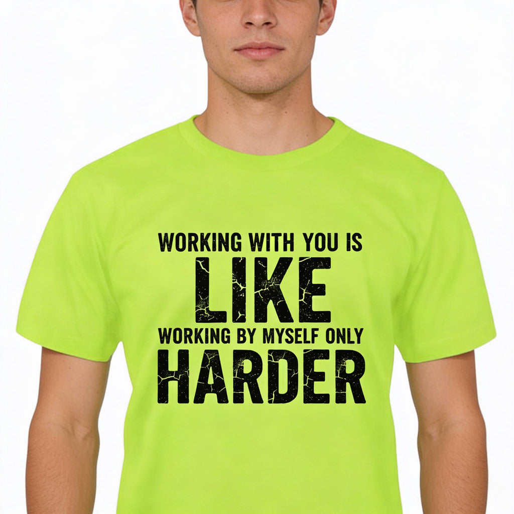 Working With You distressed graphic hi-vis safety T-shirt - view 4 - Reborn XII