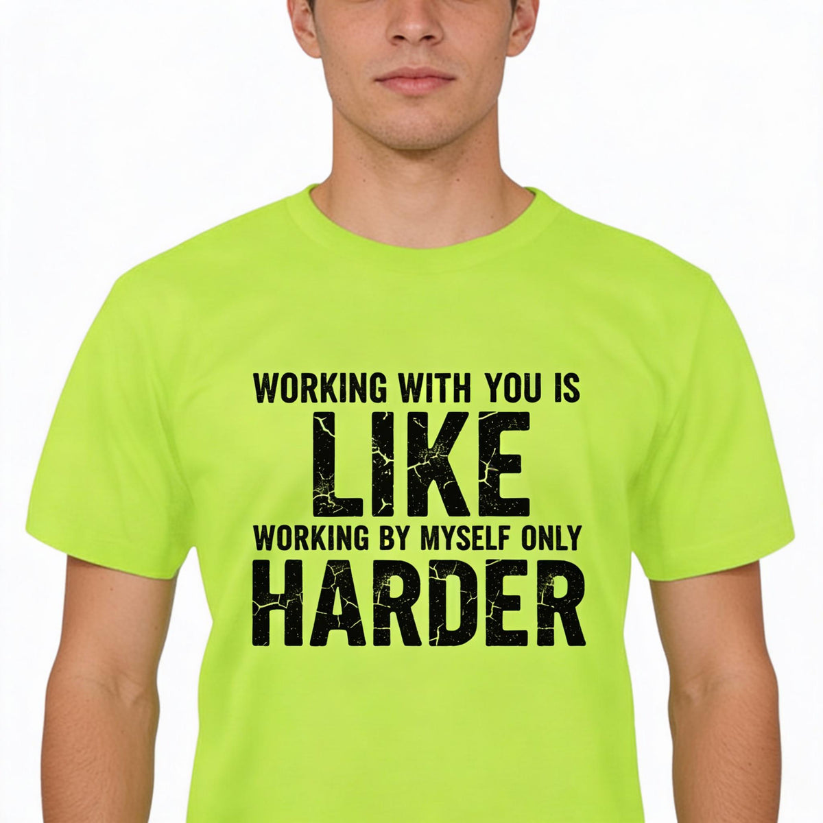 Working With You distressed graphic hi-vis safety T-shirt - view 4 - Reborn XII