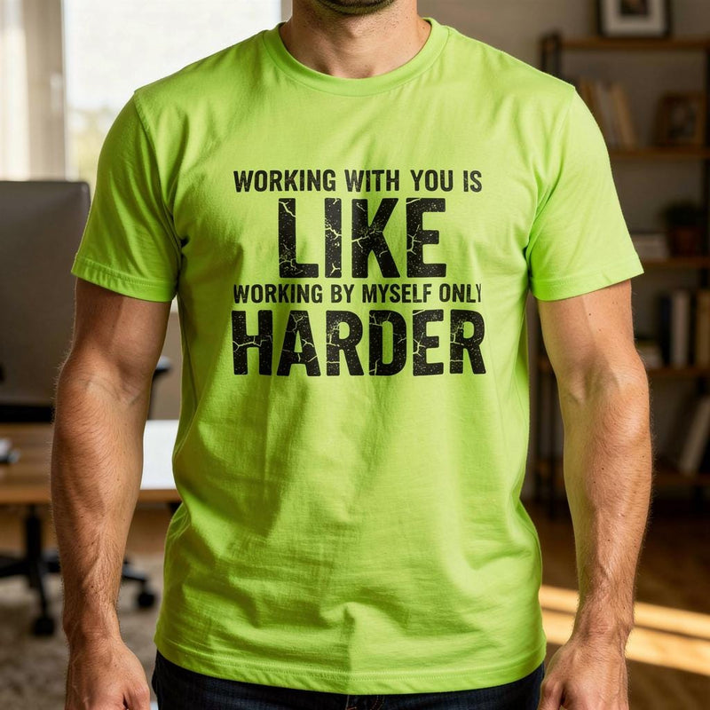 Working With You distressed graphic hi-vis T-shirt - view 6 - Reborn XII
