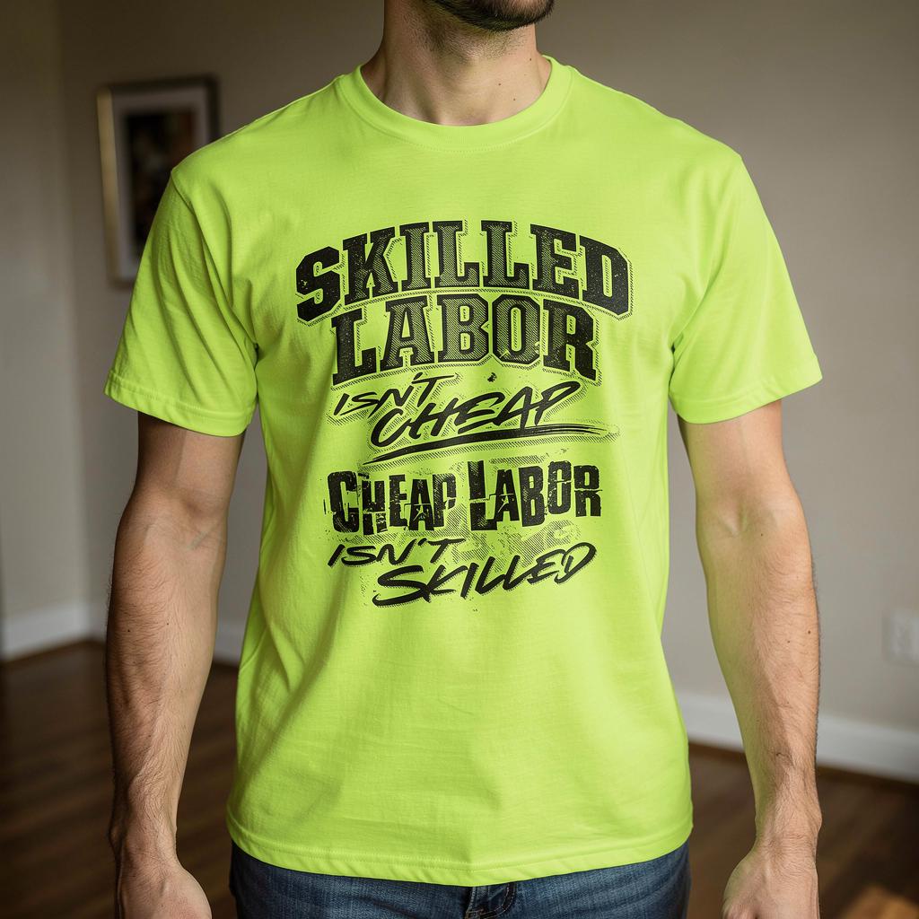 Skilled Labor distressed graphic hi-vis safety T-shirt - view 2 - Reborn XII