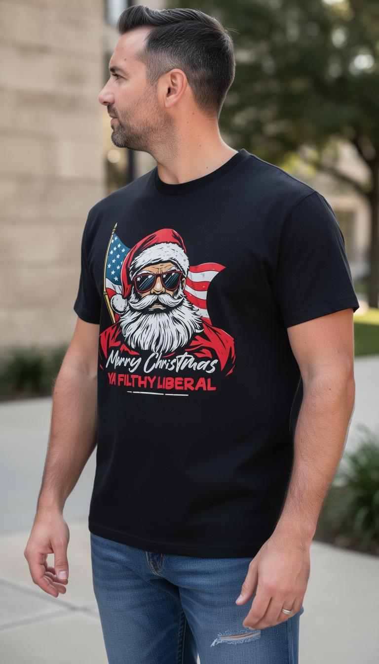 Ya Filthy Liberal distressed graphic men's T-shirt - view 3 - Reborn XII