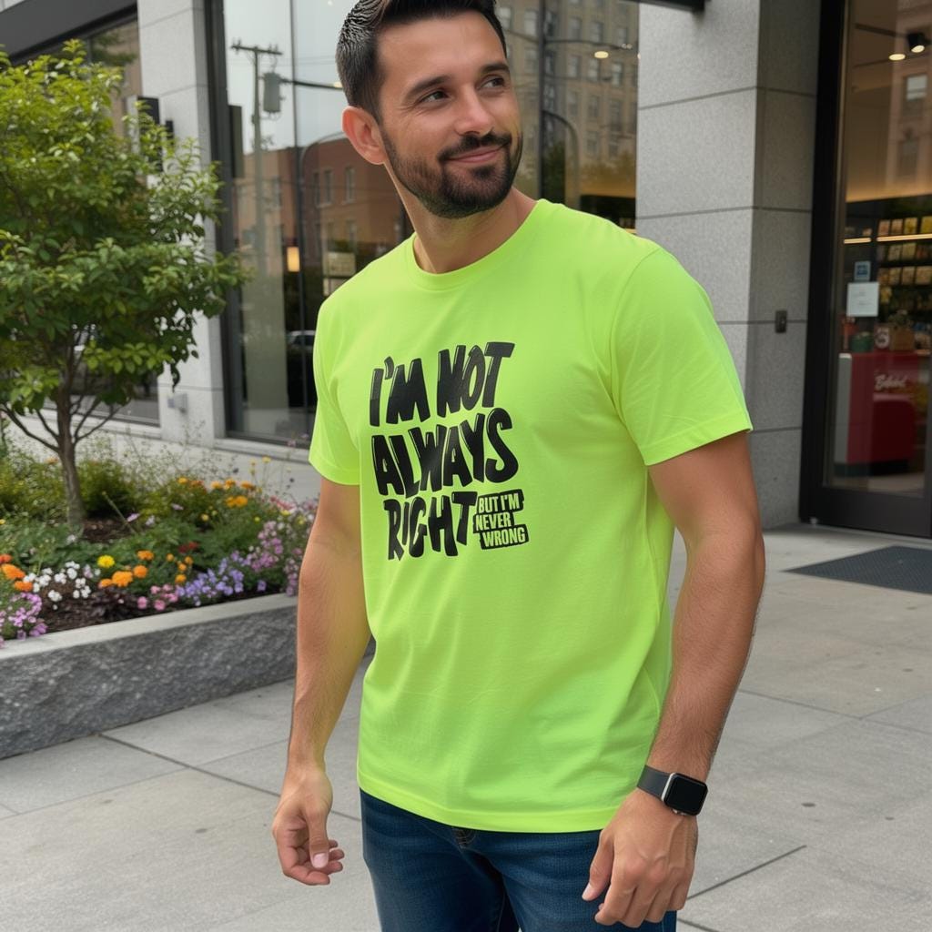 I'm Never Wrong distressed graphic hi-vis safety T-shirt - view 3 - Reborn XII
