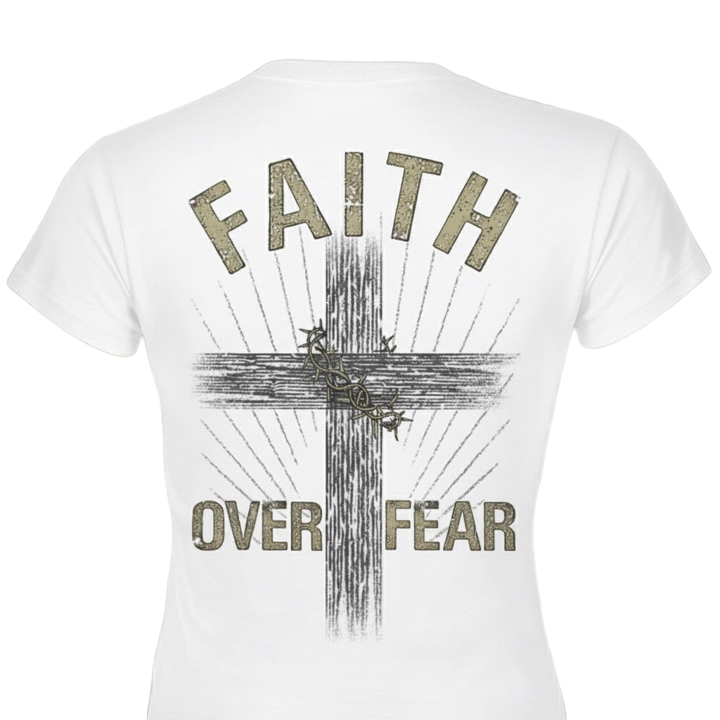 Faith Over Fear distressed graphic women's T-shirt - view 5 - Reborn XII