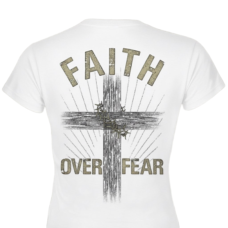 Faith Over Fear distressed graphic women's T-shirt - view 5 - Reborn XII