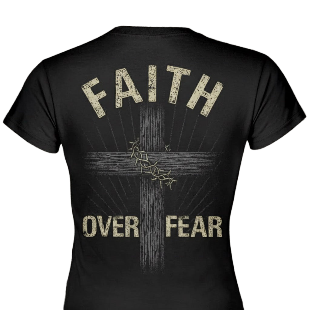 Faith Over Fear distressed graphic women's T-shirt - view 6 - Reborn XII