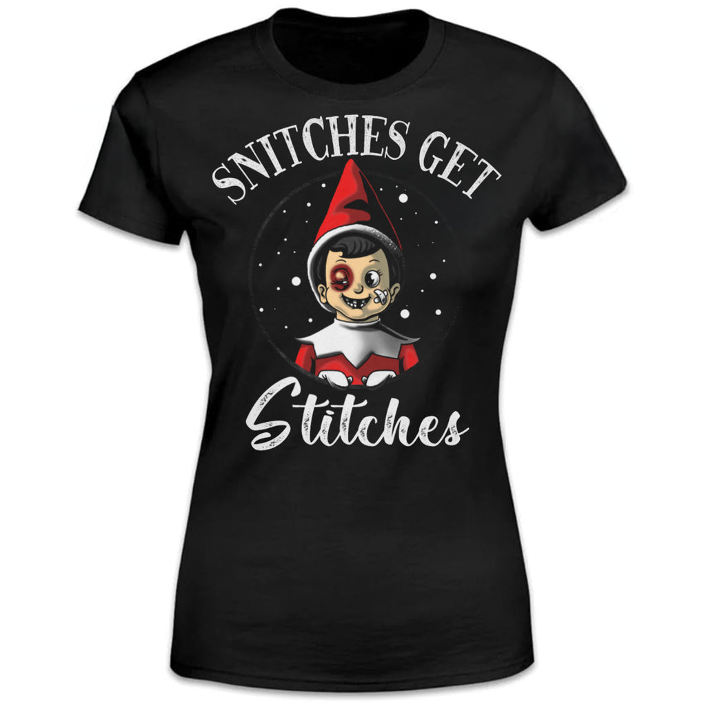 Snitches Get Stitches distressed graphic women's T-shirt - view 3 - Reborn XII