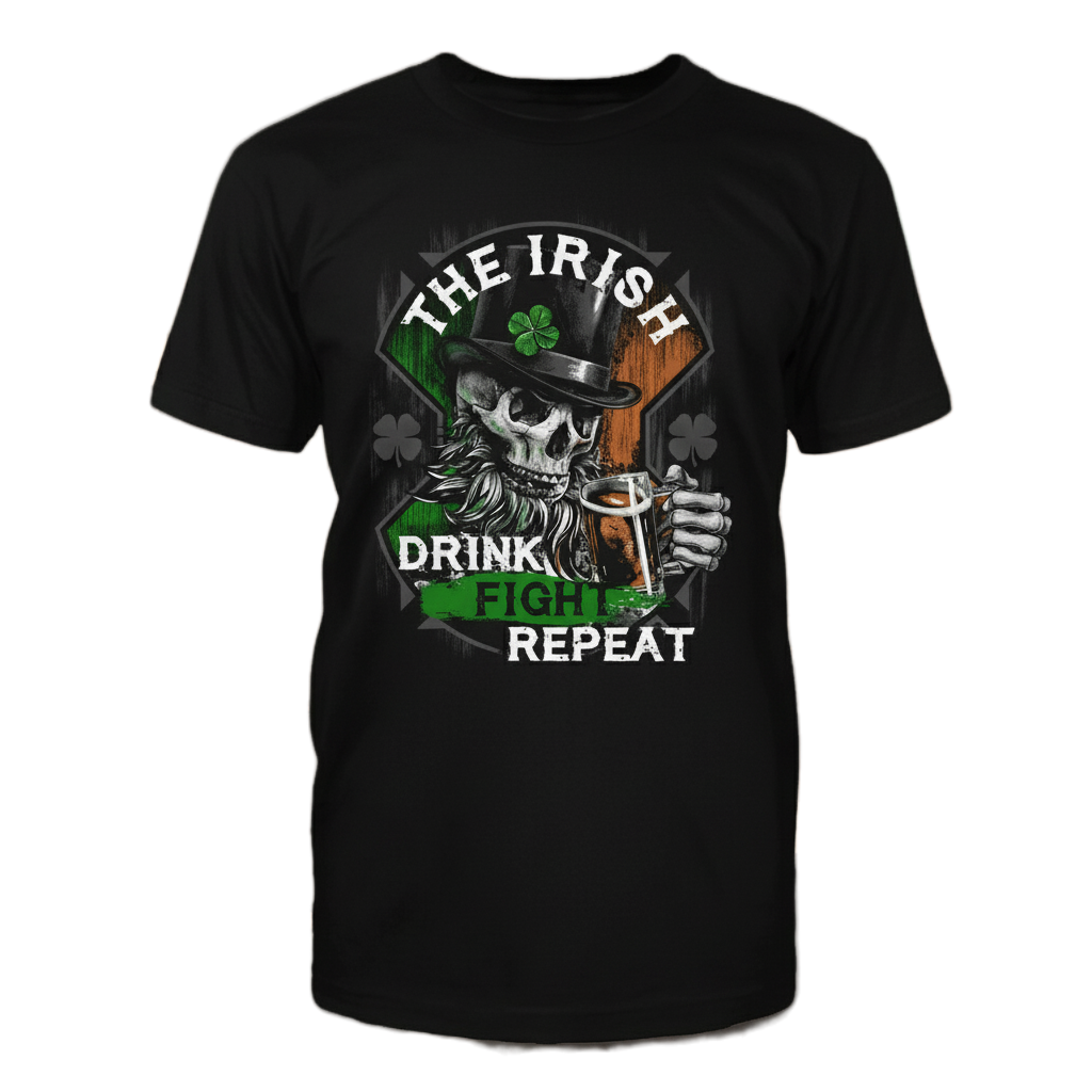 Drink Fight Repeat distressed graphic men's T-shirt - view 8 - Reborn XII